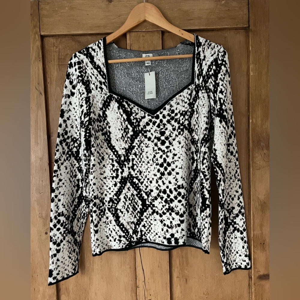 River Island Snake Print Knit Top